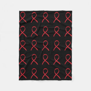 Blood Cancer Awareness Red Ribbon Fleece Blankets