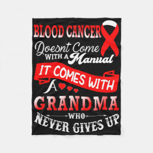Blood Cancer Awareness Red Ribbon Grandma Support Fleece Blanket