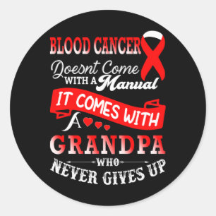 Blood Cancer Awareness Red Ribbon Grandpa Support  Classic Round Sticker