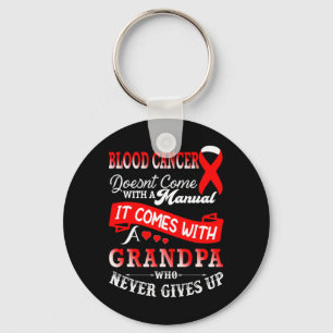 Blood Cancer Awareness Red Ribbon Grandpa Support  Key Ring