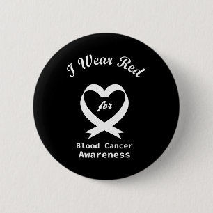 Blood Cancer Awareness Red Ribbon Support 6 Cm Round Badge