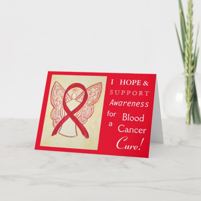Blood Cancer Awareness Ribbon Angel Greeting Card (Front)