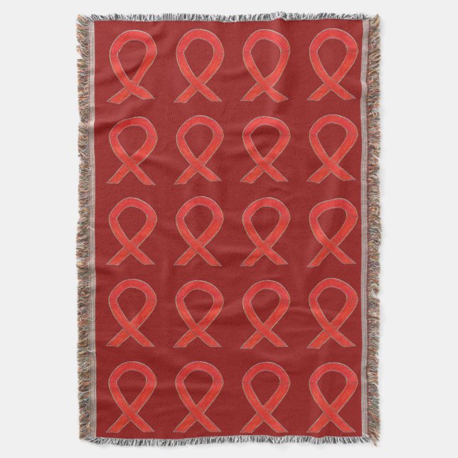 Blood Cancer Awareness Ribbon Art Throw Blanket (Front Vertical)