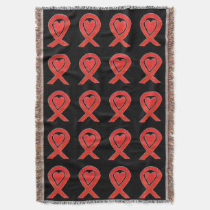 Blood Cancer Awareness Ribbon Art Throw Blankets