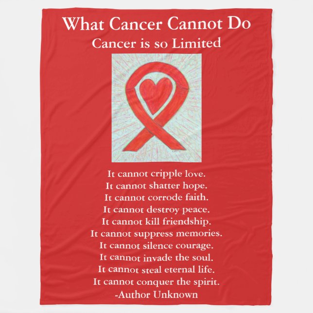 Blood Cancer Awareness Ribbon Fleece Blankets (Front)