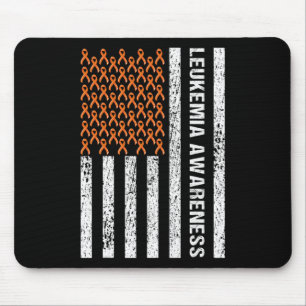 Blood Cancer Awareness Ribbon Orange Leukaemia Fla Mouse Mat