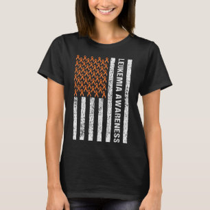 Blood Cancer Awareness Ribbon Orange Leukaemia Fla T-Shirt