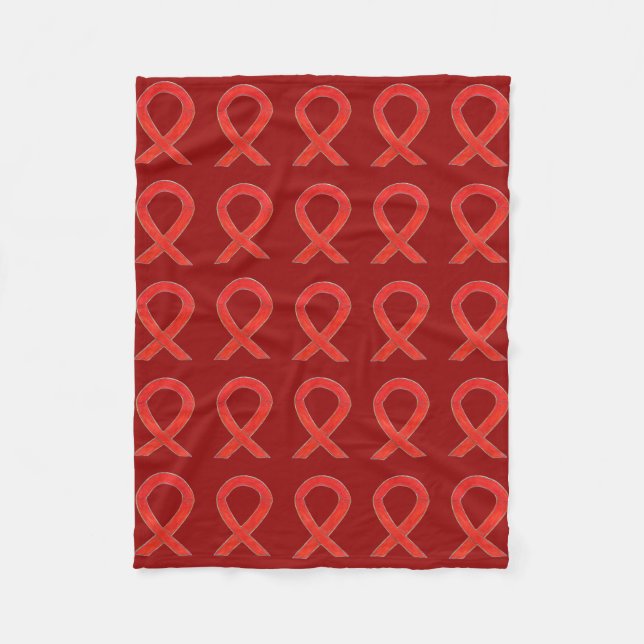 Blood Cancer Awareness Ribbon Soft Fleece Blankets (Front)