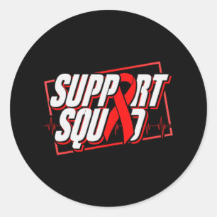 Blood Cancer Awareness - Support Squad - Red Ribbo Classic Round Sticker