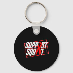 Blood Cancer Awareness - Support Squad - Red Ribbo Key Ring