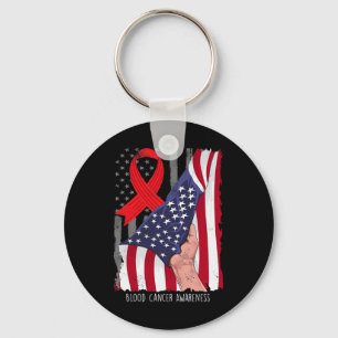 Blood Cancer Awareness Vintage American Flag Red R Key Ring