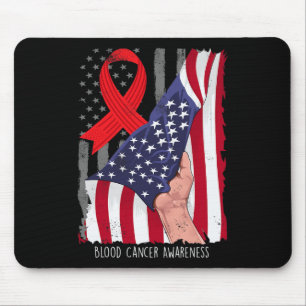Blood Cancer Awareness Vintage American Flag Red R Mouse Mat