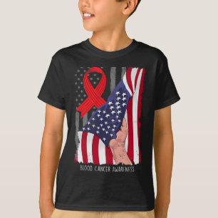 Blood Cancer Awareness Vintage American Flag Red R T-Shirt