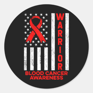 Blood Cancer Awareness Warrior American Flag Red R Classic Round Sticker