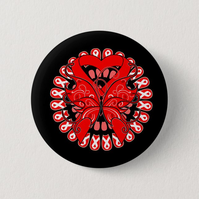 Blood Cancer Butterfly Circle of Ribbons 6 Cm Round Badge (Front)