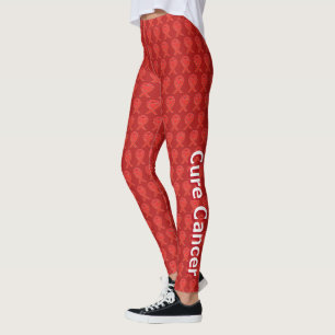 Blood Cancer Cure Red Awareness Ribbon Leggings