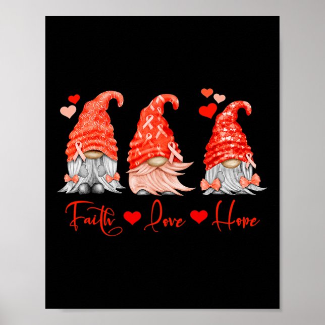 Blood Cancer Faith Hope Love Red Gnomes Heart Warr Poster (Front)