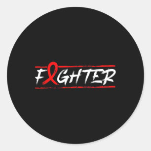 Blood Cancer Fighter - Red Ribbon Awareness  Classic Round Sticker