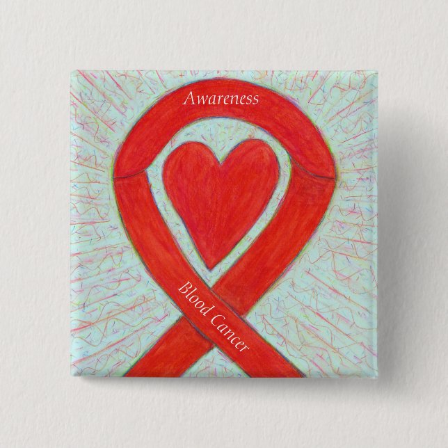 Blood Cancer Heart Awareness Ribbon Custom Pin (Front)