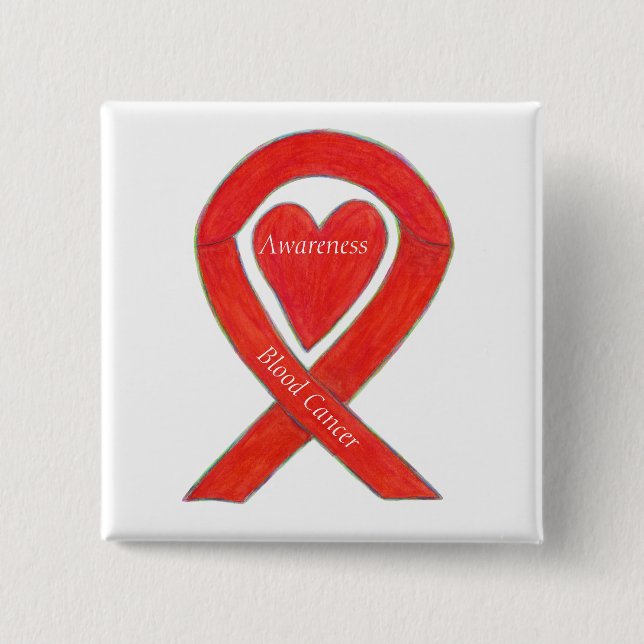 Blood Cancer Heart Awareness Ribbon Custom Pin (Front)