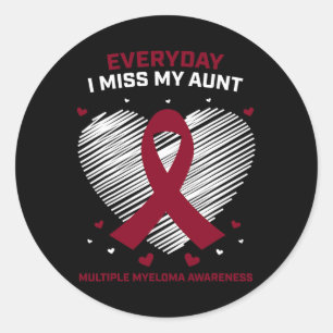 Blood Cancer In Memory Of My Aunt Multiple Myeloma Classic Round Sticker