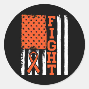 Blood Cancer Leukaemia Fight Flag - Cancer Awarene Classic Round Sticker