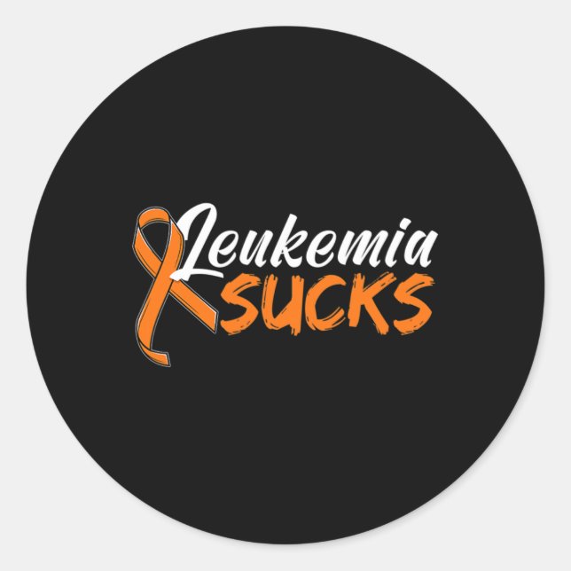 Blood Cancer Orange Ribbon Awareness Apparel  Classic Round Sticker (Front)