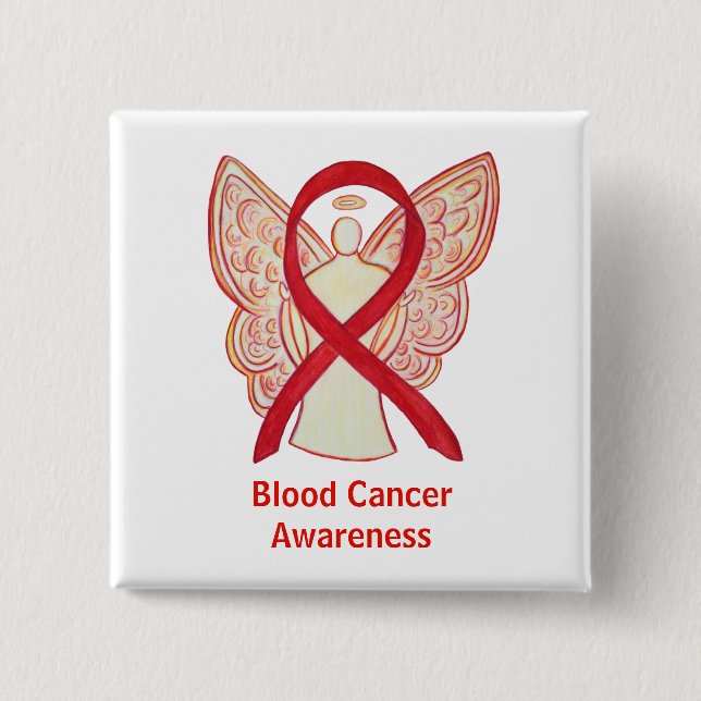 Blood Cancer Red Angel Awareness Ribbon Pins (Front)