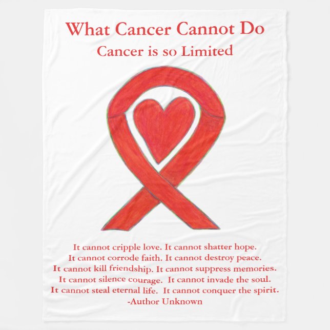 Blood Cancer Red Awareness Ribbon Chemo Blankets (Front)