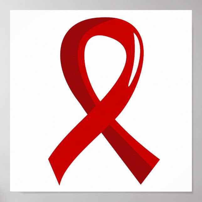Blood Cancer Red Ribbon 3 Poster (Front)