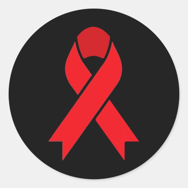Blood Cancer Red Ribbon Week Awareness HIVAIDS Awa Classic Round Sticker (Front)