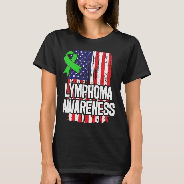 Blood Cancer Survivor Lime Green Awareness Ribbon  T-Shirt (Front)