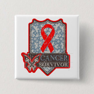 Blood Cancer Survivor Vintage Butterfly 15 Cm Square Badge