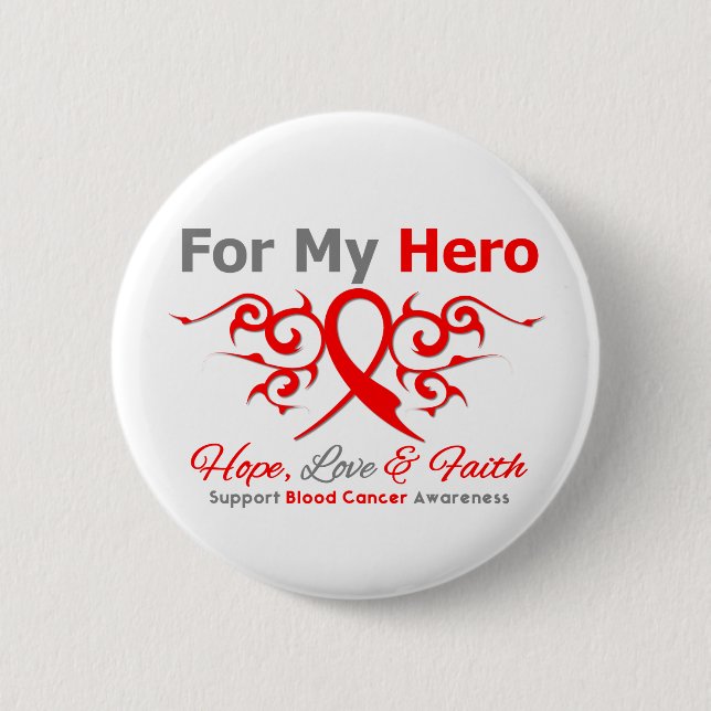 Blood Cancer Tribal Ribbon Hero 6 Cm Round Badge (Front)
