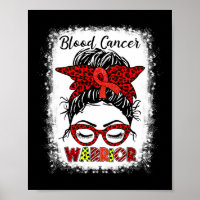 Blood Cancer Warrior Messy Bun Red Ribbon Leopard