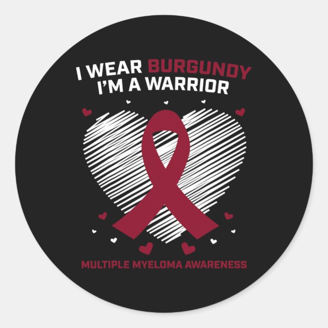 Blood Cancer Warrior Multiple Myeloma Awareness Pr Classic Round Sticker (Front)