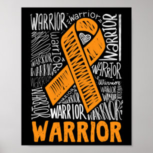 Blood Cancer Warrior Orange Ribbon Awareness Gift Poster