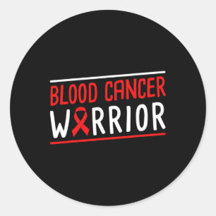 Blood Cancer Warrior Red Ribbon Classic Round Sticker