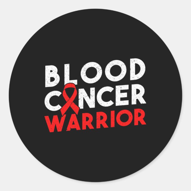 Blood Cancer Warrior Ribbon 2 Classic Round Sticker (Front)