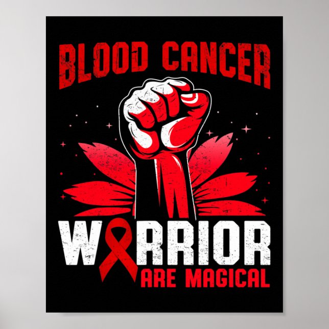 Blood Cancer Warriors Are Magical Unicorn Red Ribb Poster (Front)