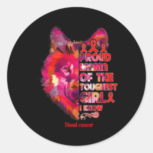 blood cancer wolf mum toughest girl warrior  classic round sticker