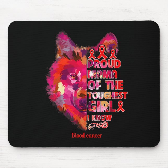 blood cancer wolf mum toughest girl warrior  mouse mat (Front)