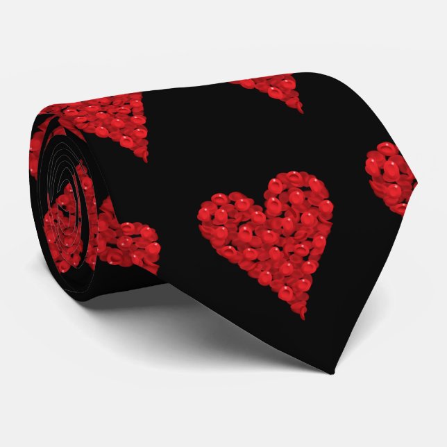 Blood Cells Heart Pattern Tie (Rolled)