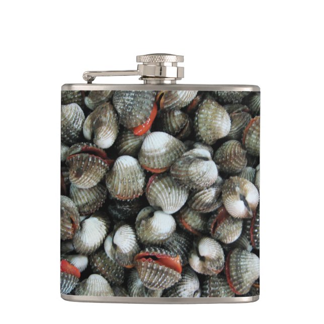 Blood Cockle Shells Hip Flask (Front)