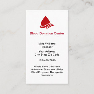 Blood Donation Centre Theme Business Cards