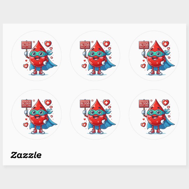 Blood donation classic round sticker (Sheet)