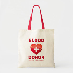 Blood Donor - Heart w Cross (People live when...) Tote Bag