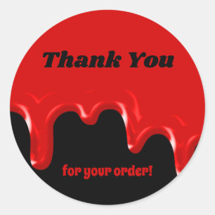 Blood Drip Red and Black Thank You Customers Classic Round Sticker