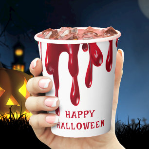 Blood Drip Red & White Spooky Halloween Paper Cups