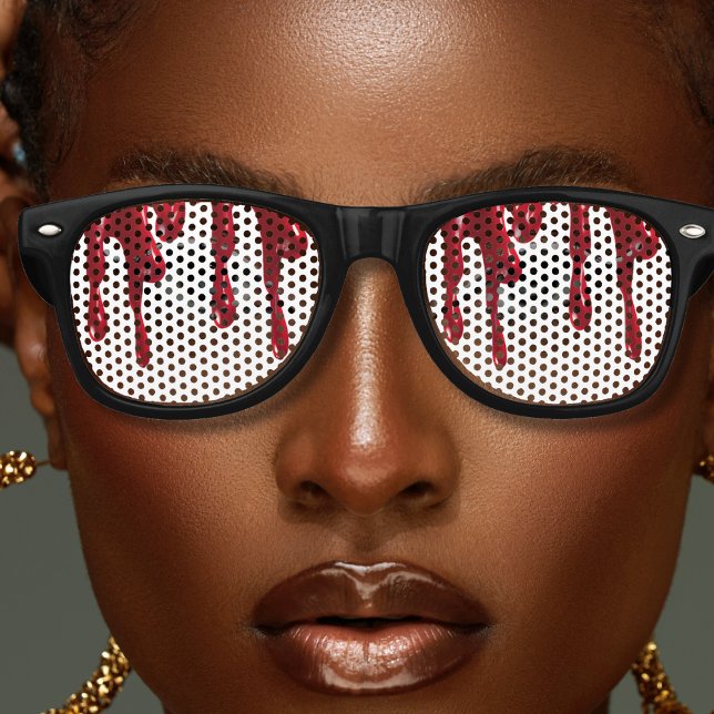 Blood Drip Red & White Spooky Halloween Retro Sunglasses (black and white blood drip retro Halloween sunglasses)